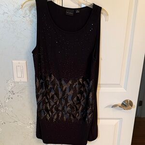 Tribal Black Tank Top with Metallic Accents